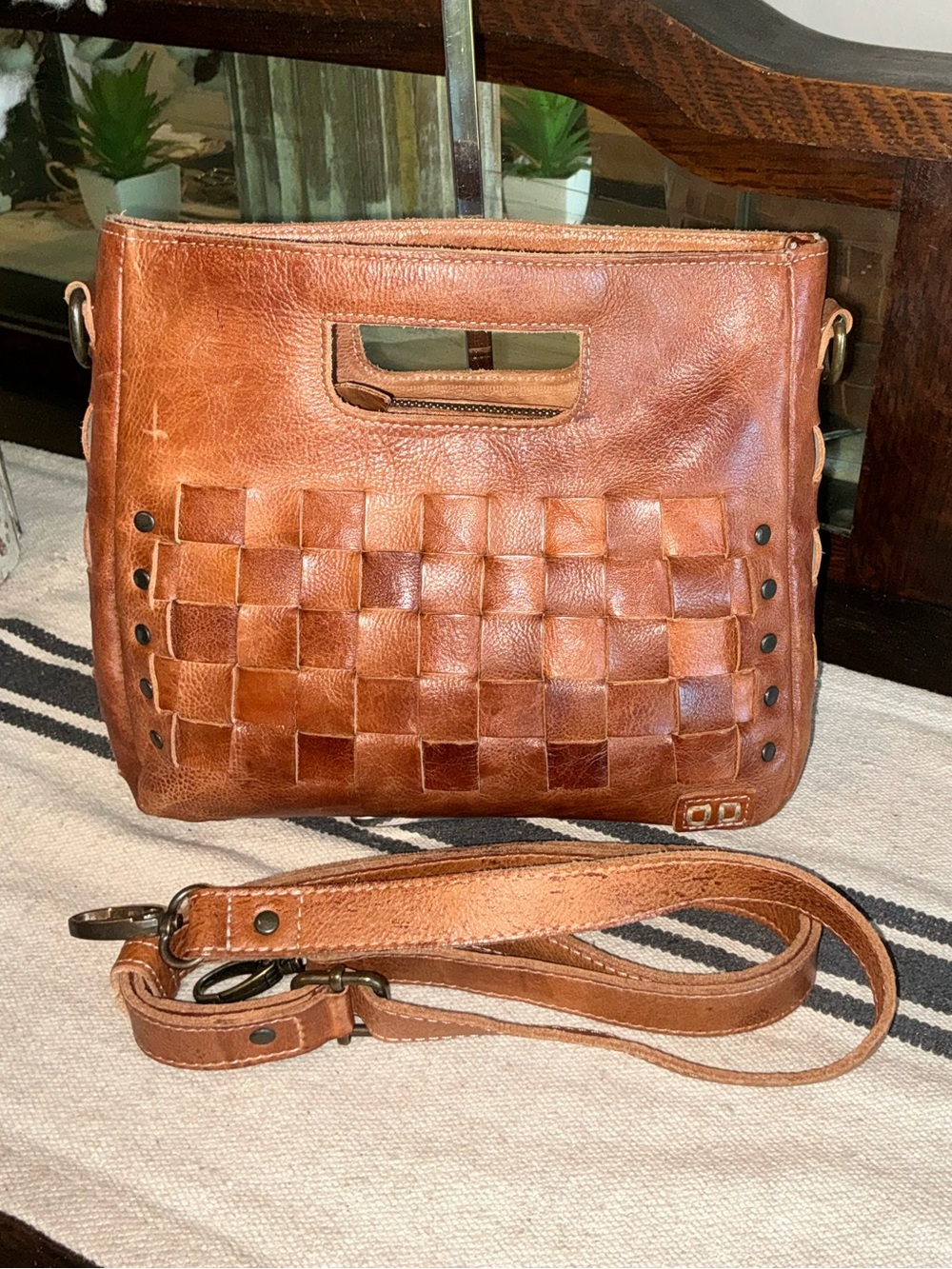 Bed Stu Leather Keiki Crossbody Bag Handbag Tan DD Dip Dyed MSRP $235